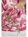 Moodo Rožnata cvetlična srajca z nabranimi rokavi Moodo