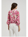 Moodo Rožnata cvetlična srajca z nabranimi rokavi Moodo