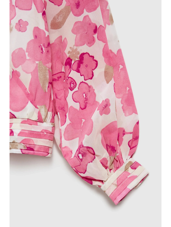 Moodo Rožnata cvetlična srajca z nabranimi rokavi Moodo
