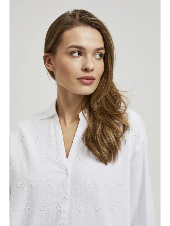 Moodo Bela oversize srajca z V-izrezom Moodo