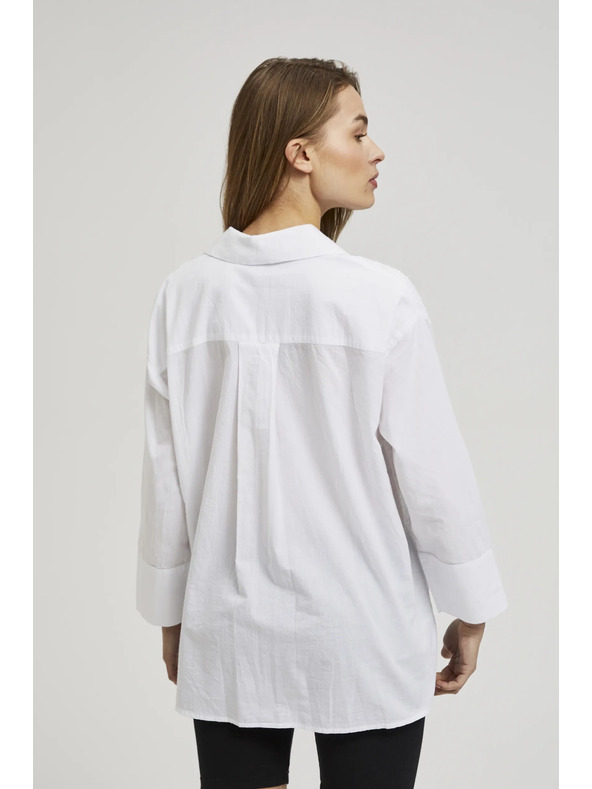 Moodo Bela oversize srajca z V-izrezom Moodo