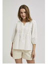 Moodo Bela bluza s 3/4 rokavi Moodo