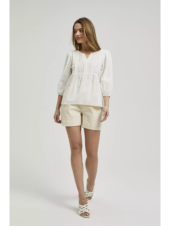 Moodo Bela bluza s 3/4 rokavi Moodo