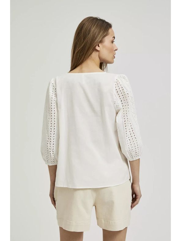 Moodo Bela bluza s 3/4 rokavi Moodo