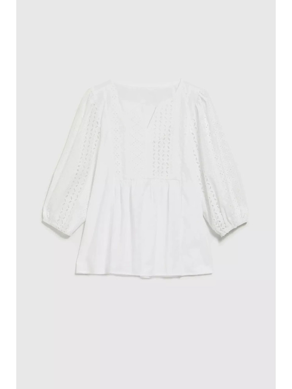 Moodo Bela bluza s 3/4 rokavi Moodo