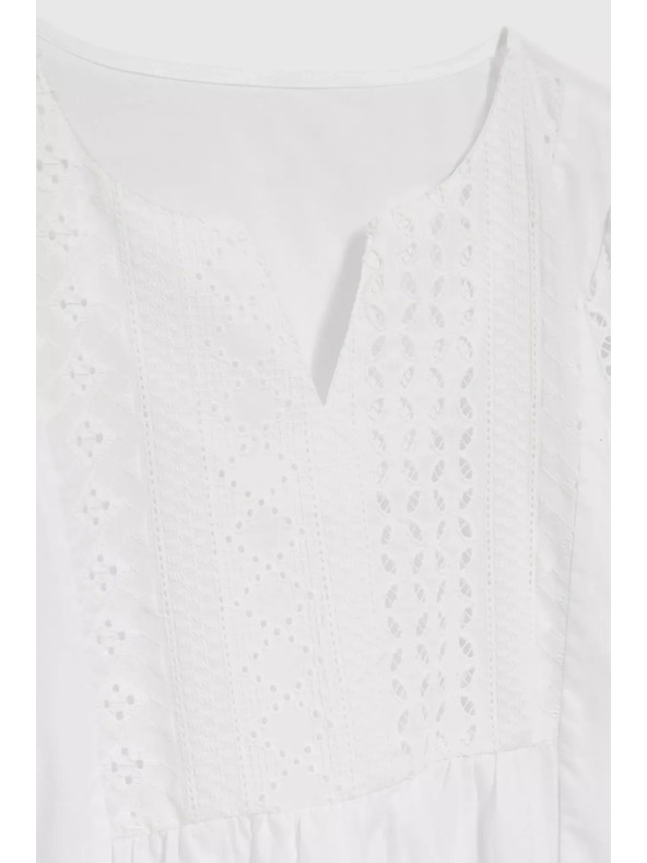 Moodo Bela bluza s 3/4 rokavi Moodo