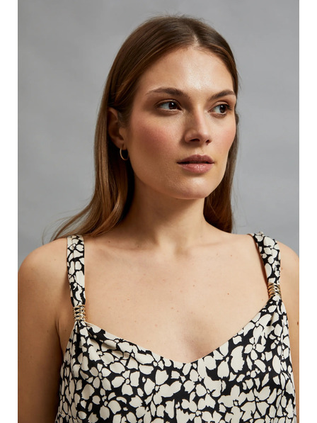 Moodo Vzorčasta srajca na naramnice, bež Moodo