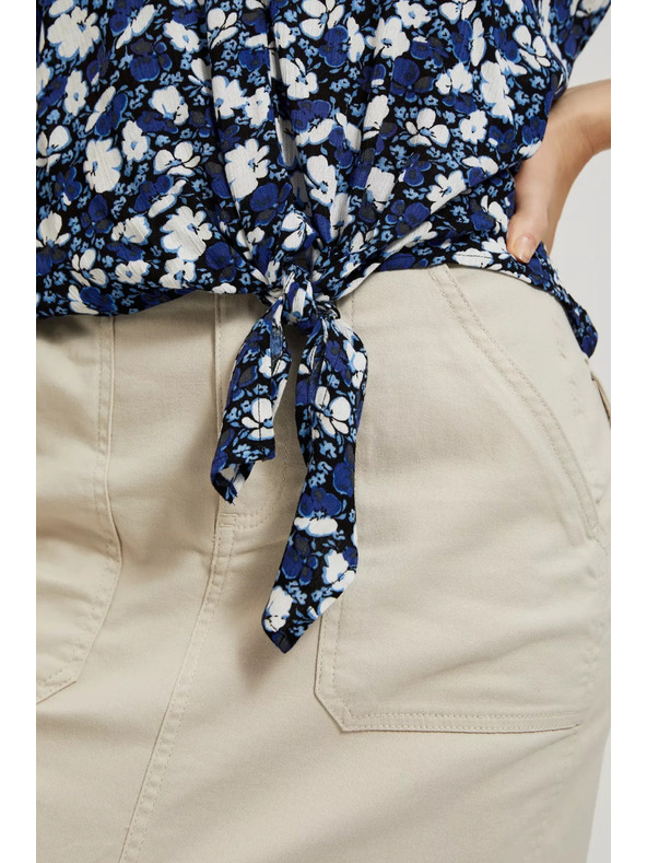 Moodo Modra cvetlična srajca z vezavo Moodo