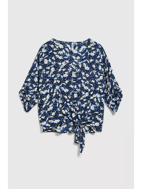 Moodo Modra cvetlična srajca z vezavo Moodo