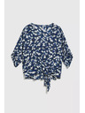 Moodo Modra cvetlična srajca z vezavo Moodo