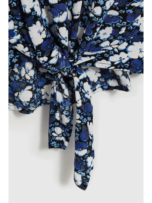 Moodo Modra cvetlična srajca z vezavo Moodo