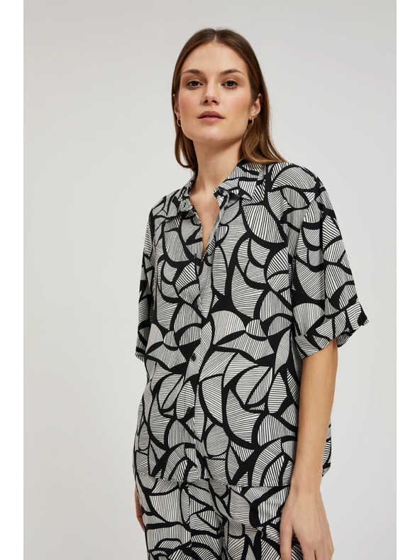 Moodo Viskozna srajca črno-bela Moodo