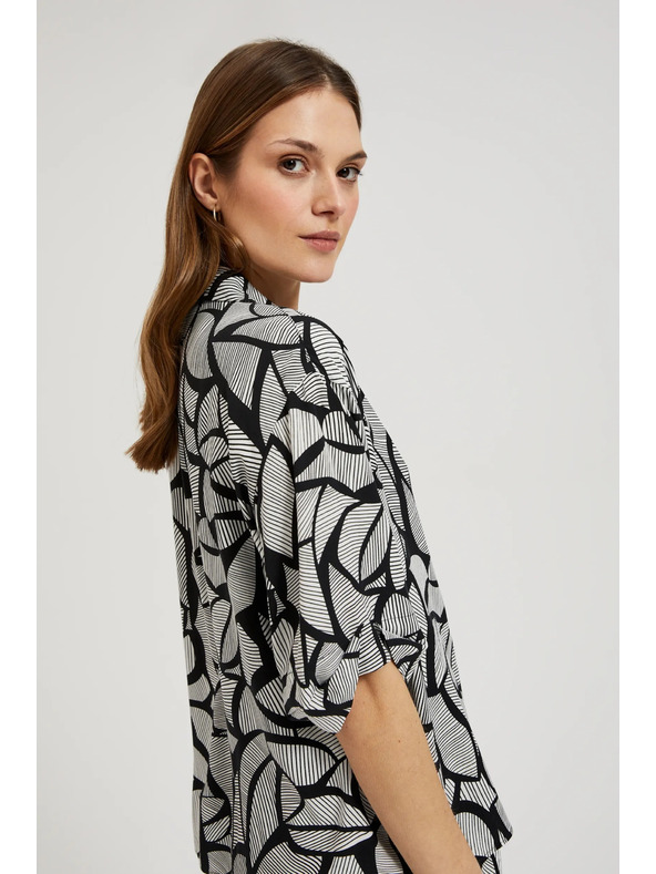Moodo Viskozna srajca črno-bela Moodo