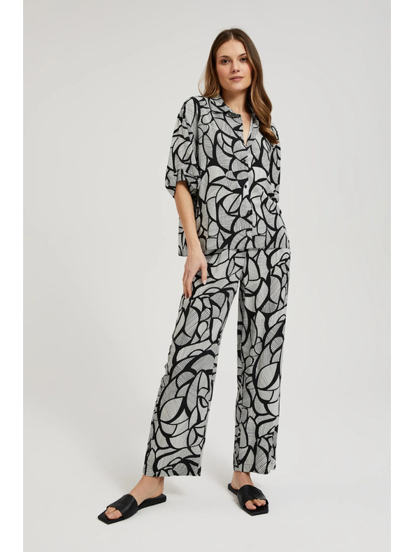 Moodo Viskozna srajca črno-bela Moodo