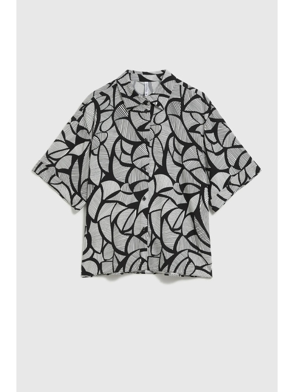 Moodo Viskozna srajca črno-bela Moodo