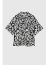 Moodo Viskozna srajca črno-bela Moodo