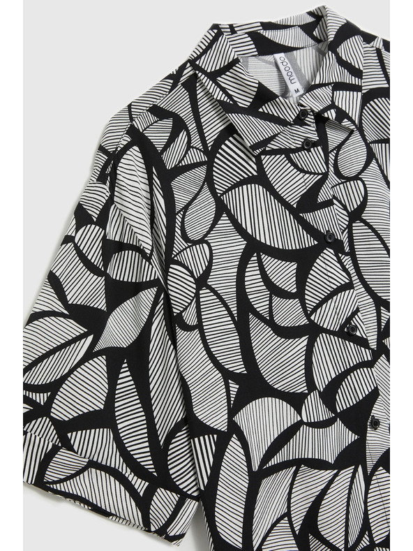 Moodo Viskozna srajca črno-bela Moodo