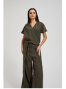 Moodo Srajca z V-izrezom in kratkimi rokavi, olivno zelena Moodo