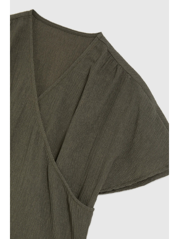 Moodo Srajca z V-izrezom in kratkimi rokavi, olivno zelena Moodo