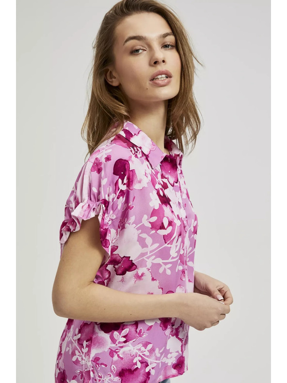 Moodo Rožnata srajca s cvetličnim vzorcem Moodo