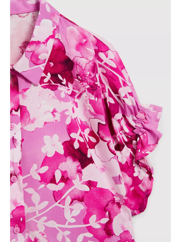 Moodo Rožnata srajca s cvetličnim vzorcem Moodo