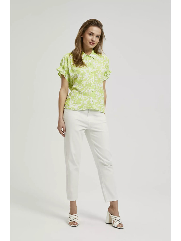 Moodo Zelena srajca z nagubani rokavi Moodo