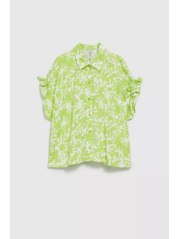 Moodo Zelena srajca z nagubani rokavi Moodo