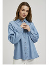 Moodo Modra liocellna srajca z ovratnikom na gumbe Moodo