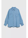 Moodo Modra liocellna srajca z ovratnikom na gumbe Moodo