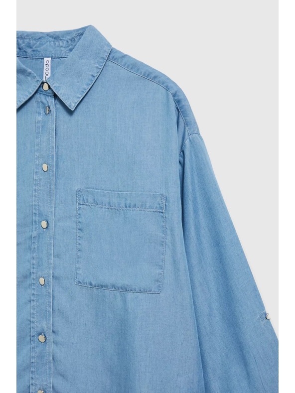 Moodo Modra liocellna srajca z ovratnikom na gumbe Moodo