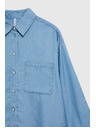 Moodo Modra liocellna srajca z ovratnikom na gumbe Moodo