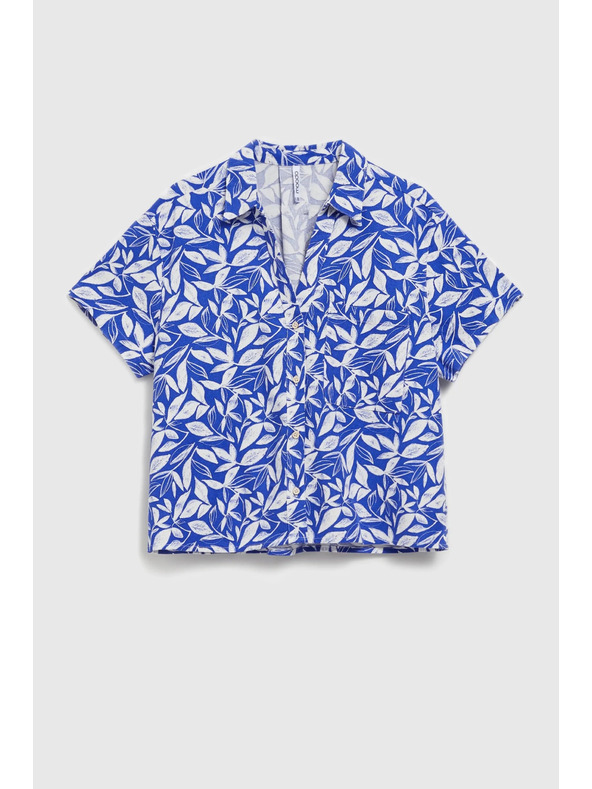 Moodo Modra srajca z ovratnikom in rastlinskim vzorcem Moodo