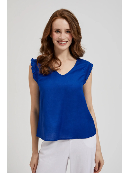 Moodo Modra srajca z volani na ramenih Moodo