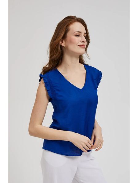 Moodo Modra srajca z volani na ramenih Moodo