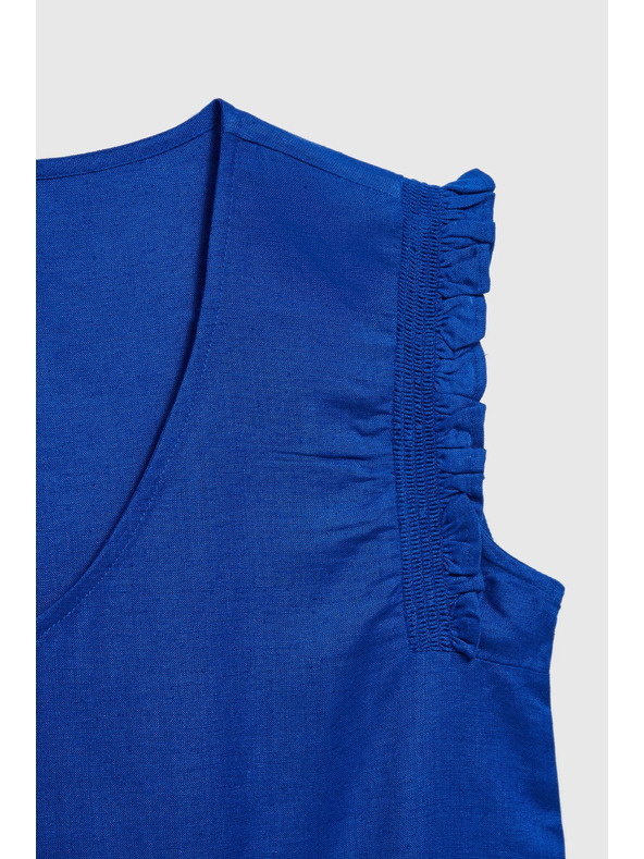 Moodo Modra srajca z volani na ramenih Moodo