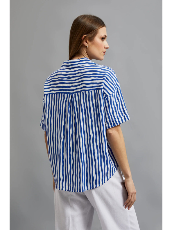 Moodo Modra prižasta srajca z gumbi in žepi Moodo