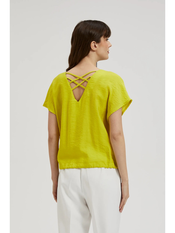 Moodo Srajca z V-izrezom in vezavo v pasu, limeta zelena Moodo