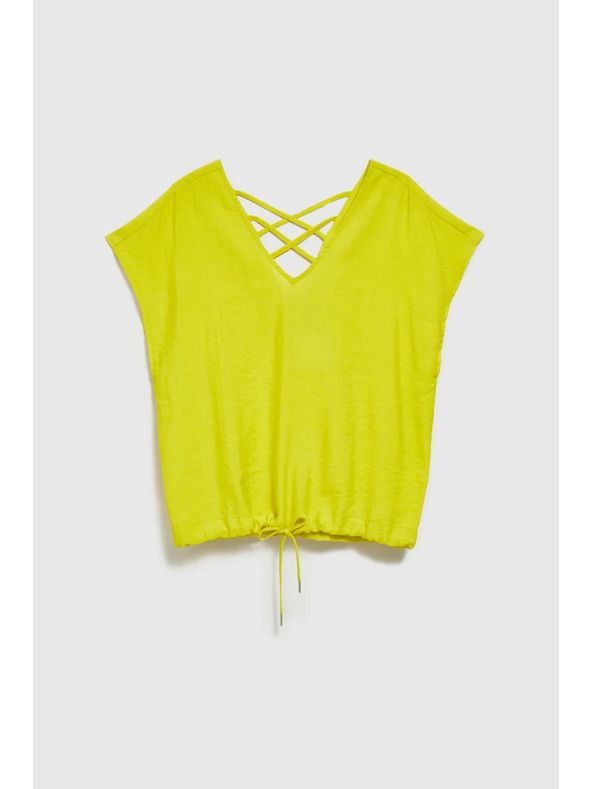 Moodo Srajca z V-izrezom in vezavo v pasu, limeta zelena Moodo