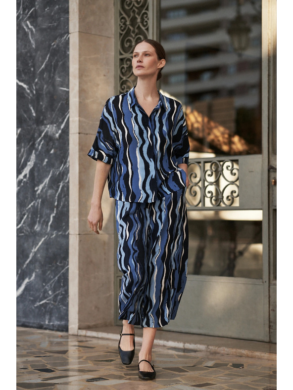 Moodo Vzorčasta srajca s kratkimi rokavi modra Moodo