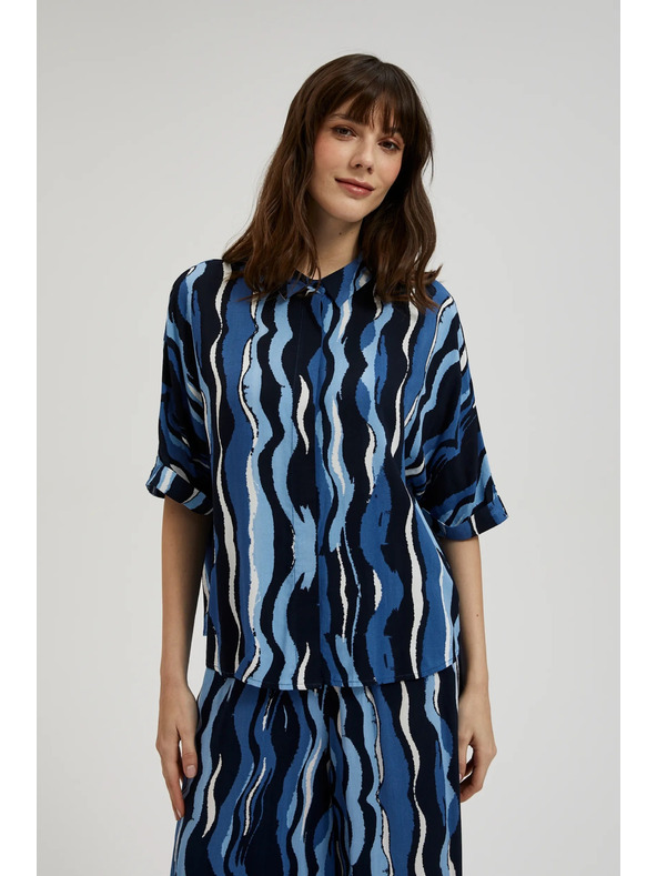 Moodo Vzorčasta srajca s kratkimi rokavi modra Moodo