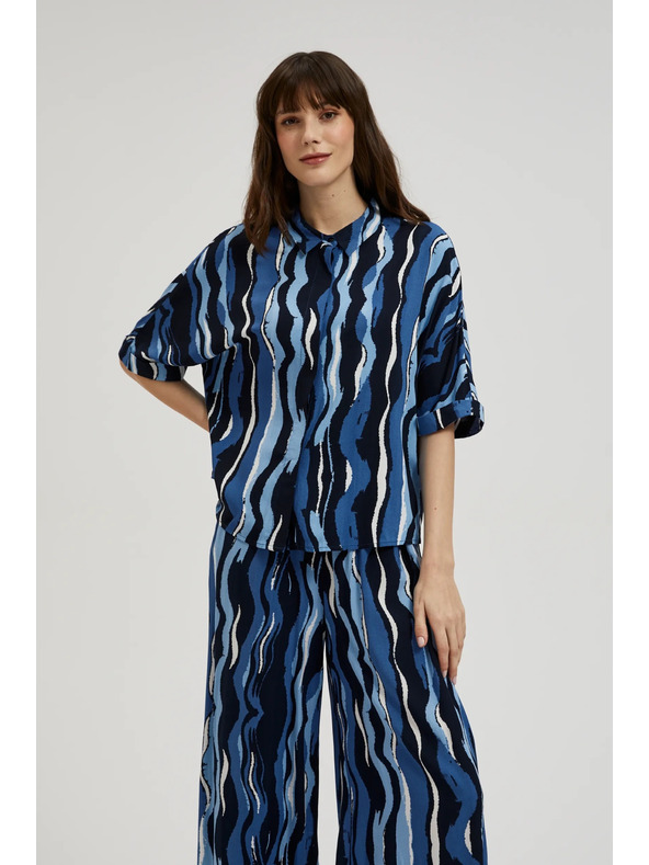 Moodo Vzorčasta srajca s kratkimi rokavi modra Moodo