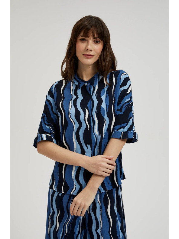 Moodo Vzorčasta srajca s kratkimi rokavi modra Moodo