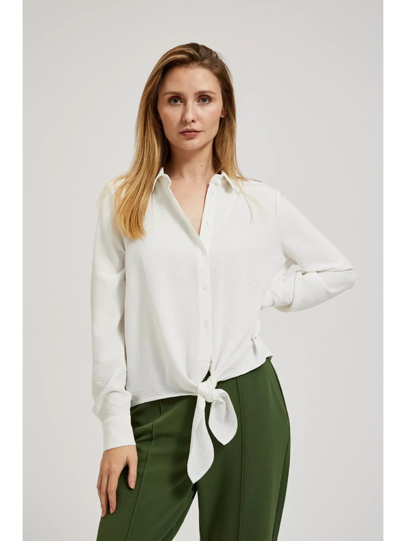 Moodo Srajca z dolgimi rokavi in vezavo bela Moodo