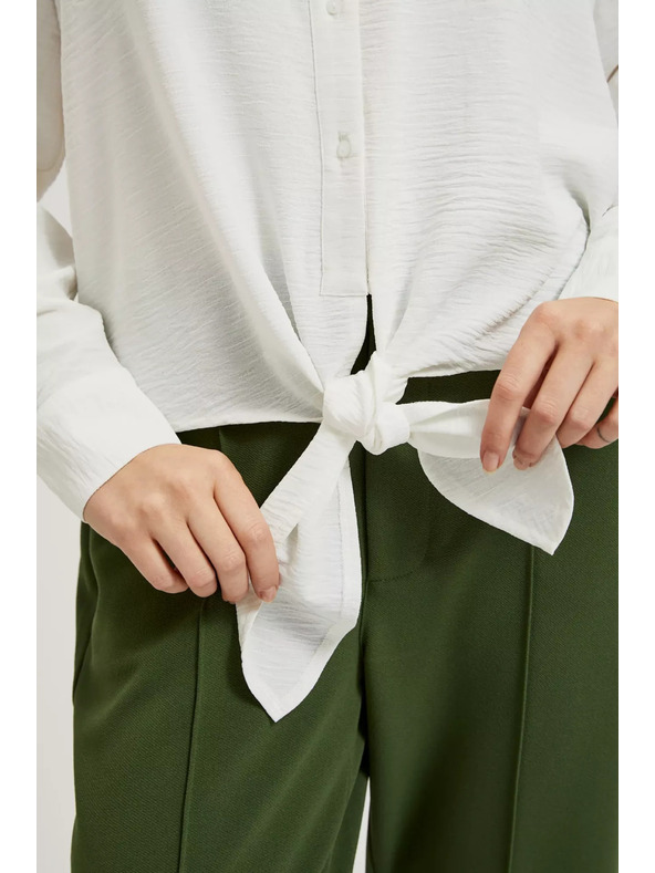 Moodo Srajca z dolgimi rokavi in vezavo bela Moodo