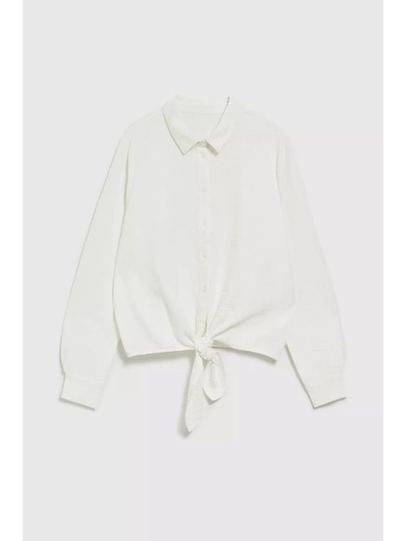 Moodo Srajca z dolgimi rokavi in vezavo bela Moodo