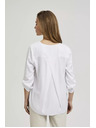 Moodo Srajca z V-izrezom in zavihani rokavi, bela Moodo