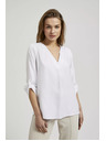 Moodo Srajca z V-izrezom in zavihani rokavi, bela Moodo