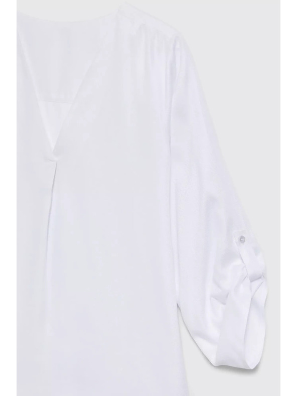 Moodo Srajca z V-izrezom in zavihani rokavi, bela Moodo