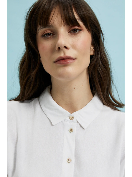 Moodo Bela srajca s kratkimi in širokimi rokavi Moodo