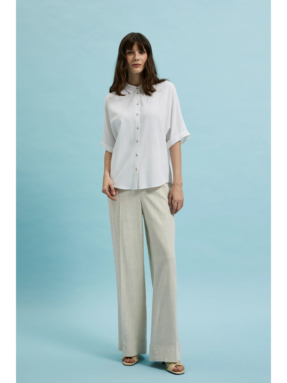 Moodo Bela srajca s kratkimi in širokimi rokavi Moodo